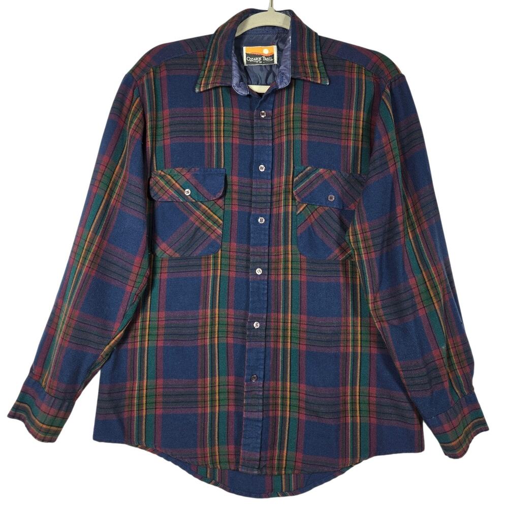 Vintage Ozark Trail Shirt Mens Medium Plaid‎ Flannel Utility Grunge Gorpcore 90s